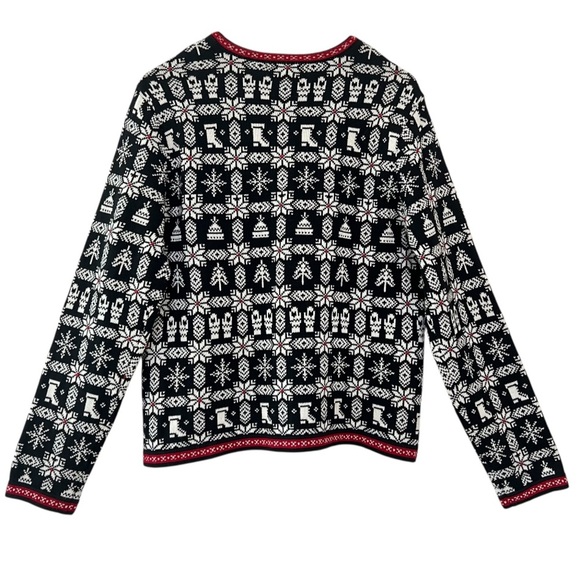 Charter Club Holiday Cardigan Sweater Snowflake Winter Print Button Front - Picture 5 of 8